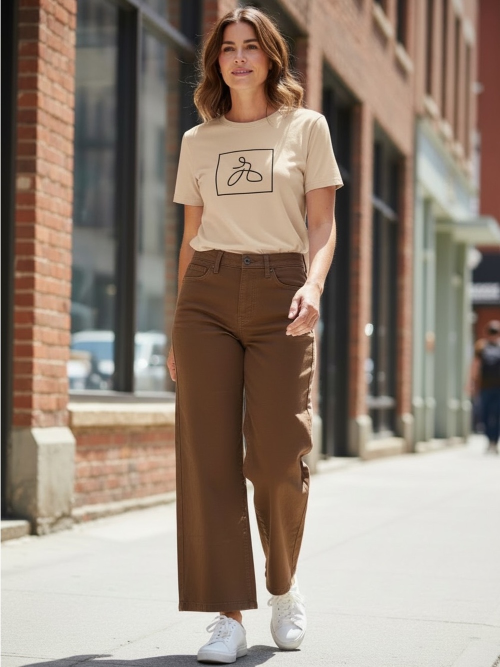 OAT NEW YORK Wide Leg High-Rise Women Jeans in Brown SIZE 6/28